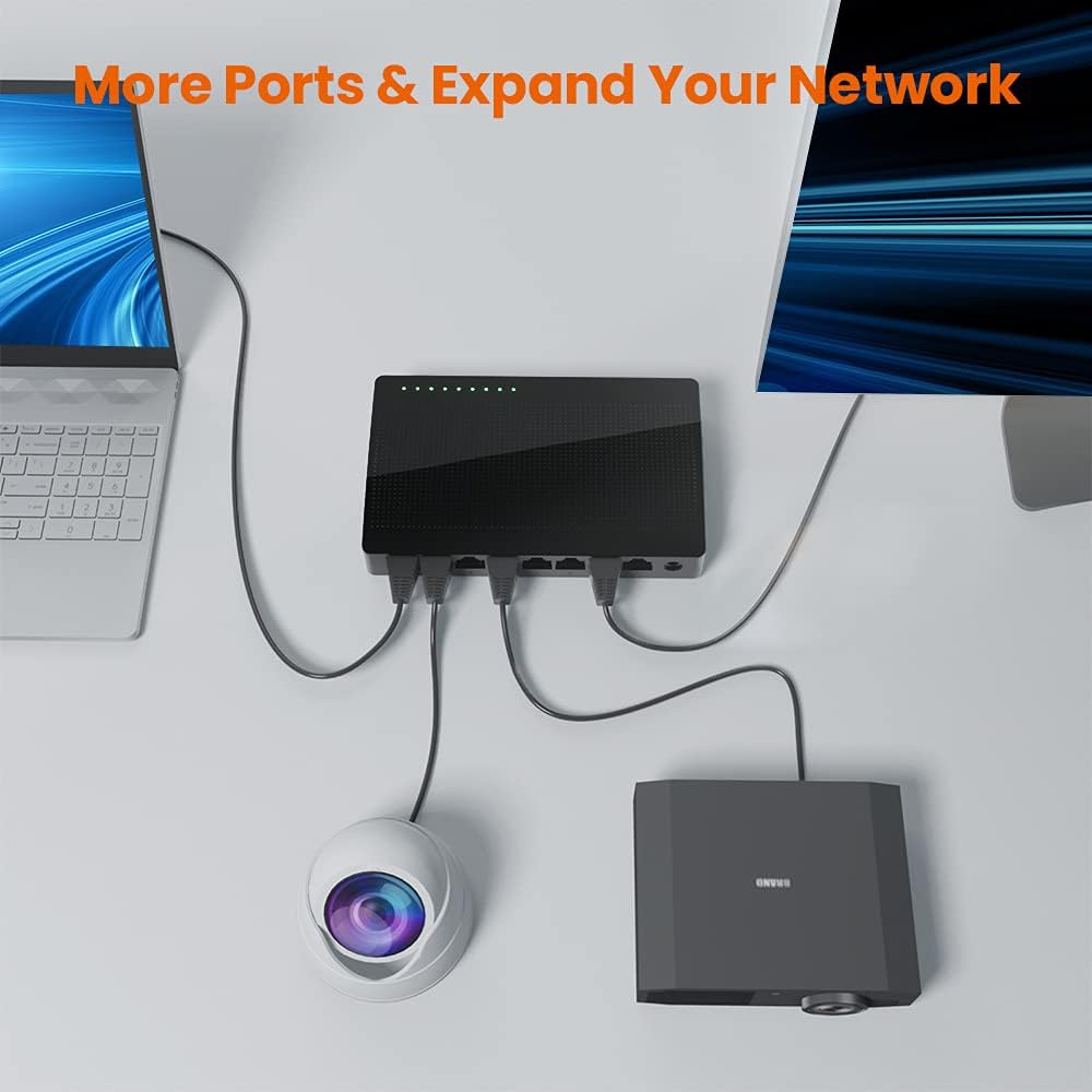 Tenda SG108, 8-Port Gigabit Ethernet Switch, Unmanaged Network Hub, Ethernet Splitter, Plug & Play, Shielded Ports & Plastic Case, Desktop/Wall-Mount, Fan-Less, Limited Lifetime Protection