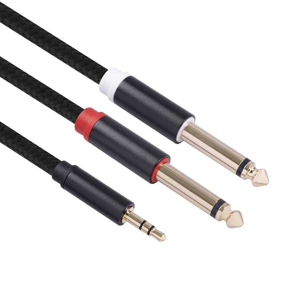 2pack 3.3Ft 3.5mm TRS to Dual 6.35mm Stereo Cable 1/8 TRS to Dual 6.35mm 1/4 TS Mono Y Splitter Audio Cord Adapter for Smartphone, Mixer,PC, CD Player, Speakers and Home Stereo System