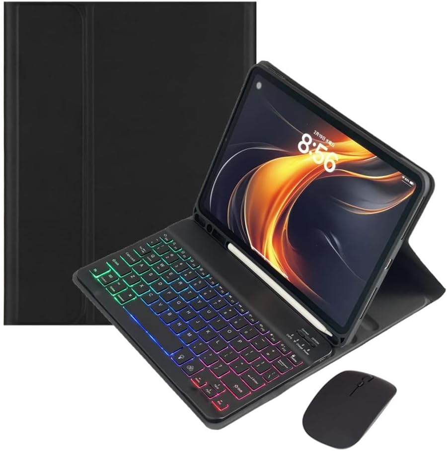 Rainbow Backlit Keyboard Case for iPad Pro 13 inch (M4) 2024 with Mouse and 7 Colors RGB Colorful Backlight Magnetic Detachable Bluetooth Keyboard Cover,Black