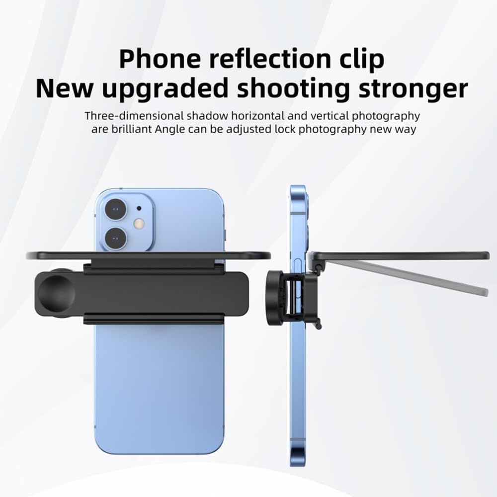 Smartphone Camera Mirror Reflection Clip Kit, Adjustable HD Glass Mirror Effect Lens for Creative Photography, Vertical & Horizontal Phone Selfie Reflector, Portable Photography Accessory (1PCS-White)