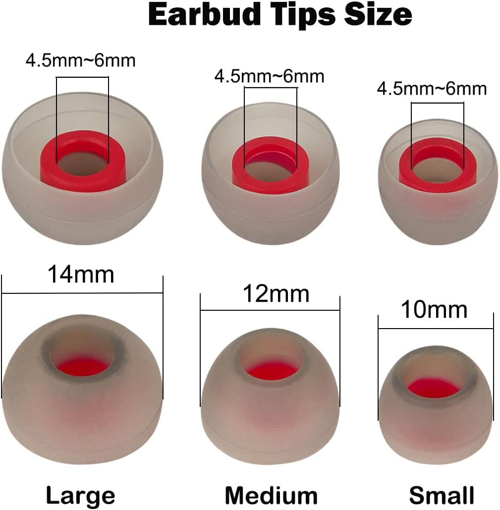 Earbud Replacement Tips Silicone Ear Bud Covers Fit Most in-Ear Earbuds(Inner Hole 4.5mm -6mm) Headphones Ear Tips Earbud Cushions Small 9 Pairs