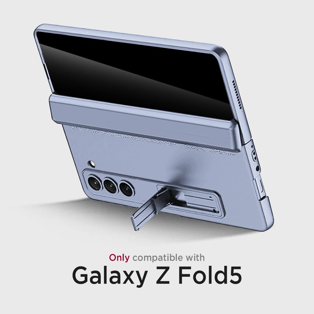 Miimall for Samsung Galaxy Z Fold 5 Case with Privacy Screen Protector, Built-in Adjustable Kickstand & Magnetic Hinge Protection All-Inclusive Protective Case for Galaxy Z Fold 5 5G(Ice Blue)