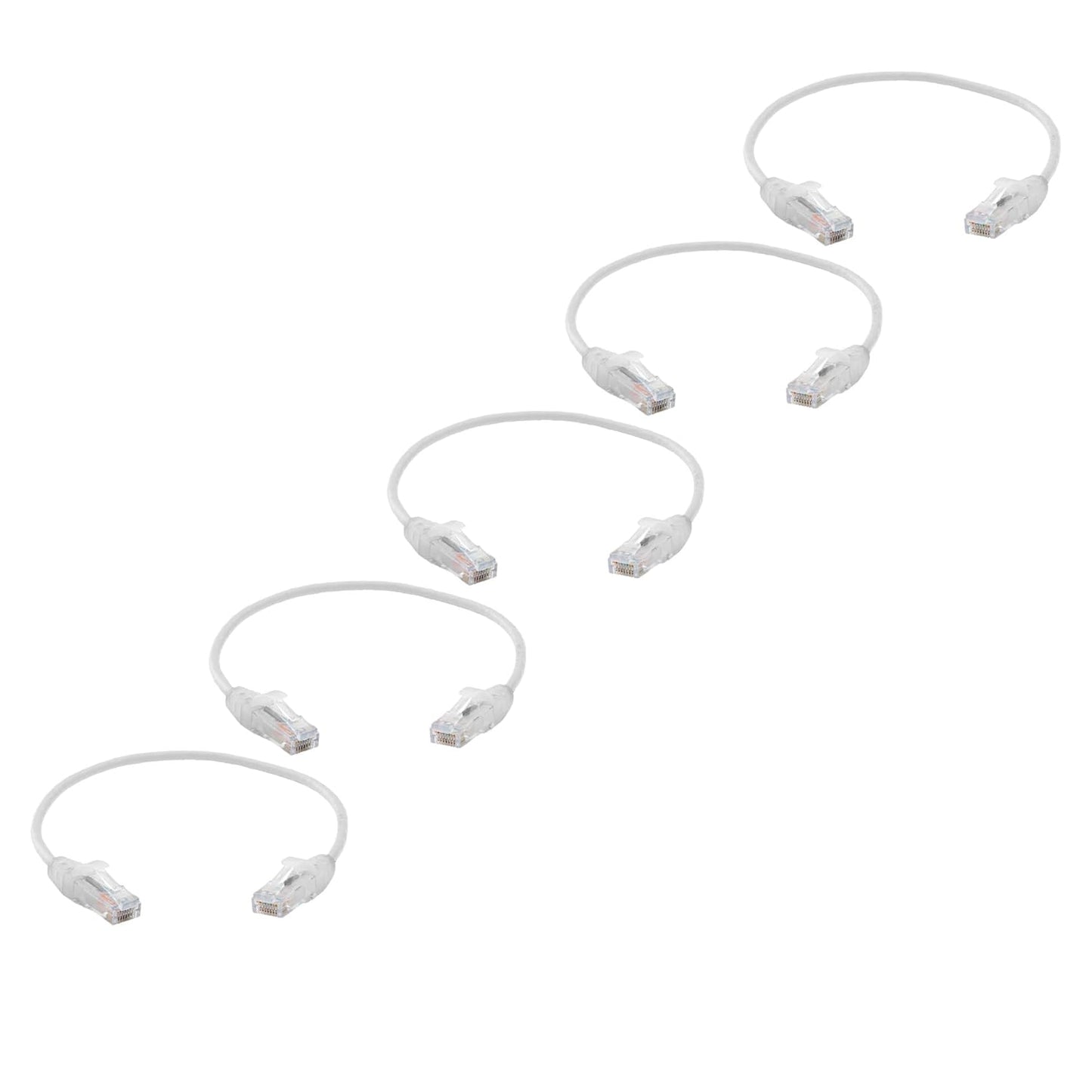 TRUECABLE Cat6 Component Rated Patch Cable, Unshielded (U/UTP), 1ft, White, 28AWG Solid Copper, Snagless 10G High-Speed Ethernet Cable, PoE++ 4PPoE 100W, UL Listed, RoHS-3, 5 Pack