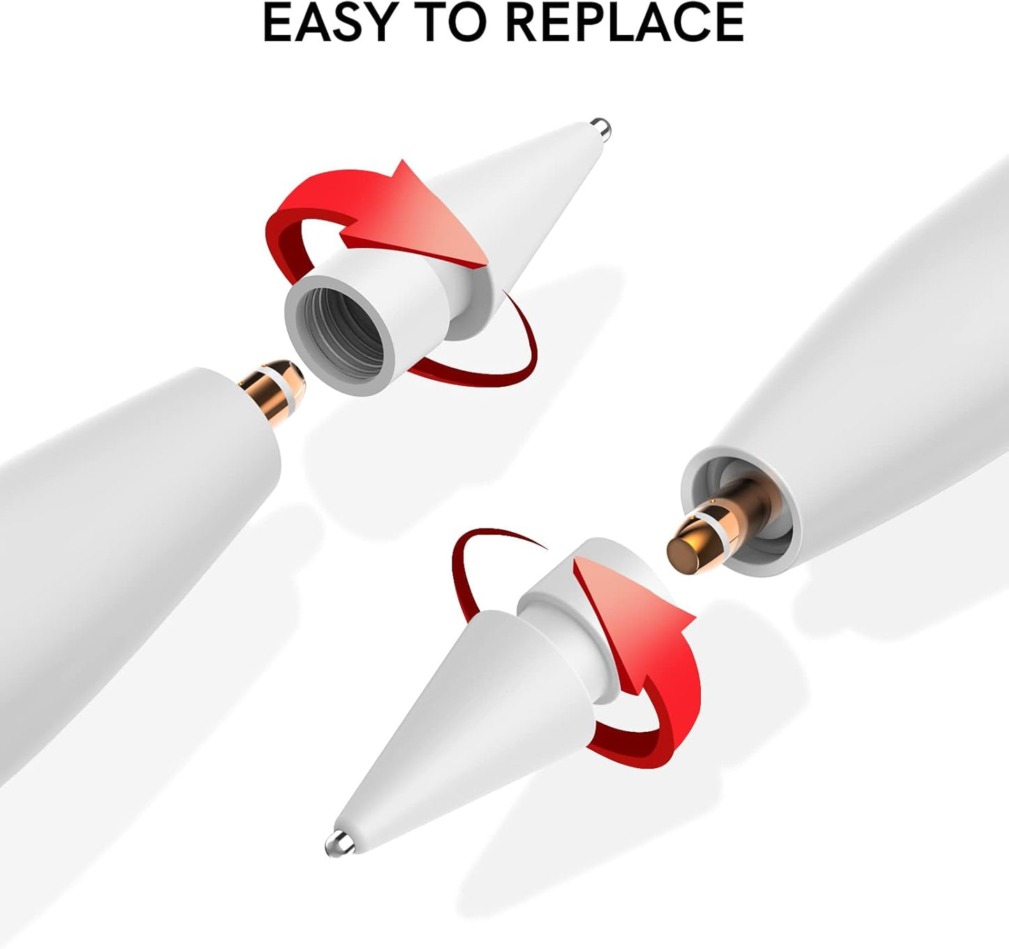 Delidigi 3 Pack Replacement Tips Compatible with Apple Pencil Pro/2nd Generation/1st Gen/USB C, Wear-Resistant iPencil Nibs Accessories Fine Point Precise Control Pen Like Tips