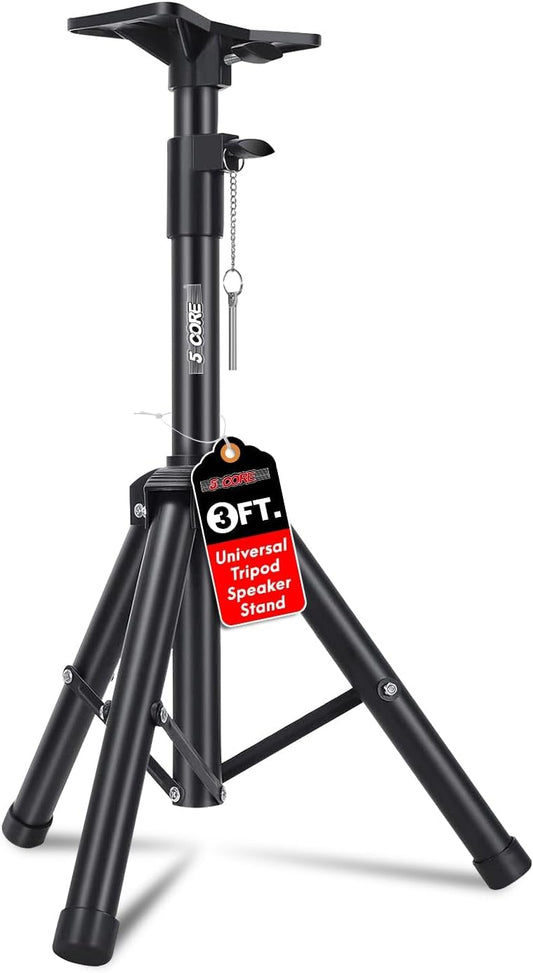 5Core Speaker Stand Tripod Floor Adjustable 24-36 Inch Short DJ Studio Monitor Stands