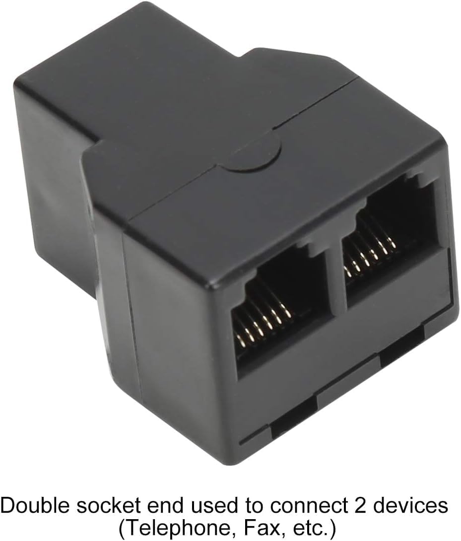 Uvital RJ12 6P6C 3 Female Telephone Line Splitters, Phone Jack Splitter, Telephone Landline Cable Connector and Separator(Black, 10 Pack)