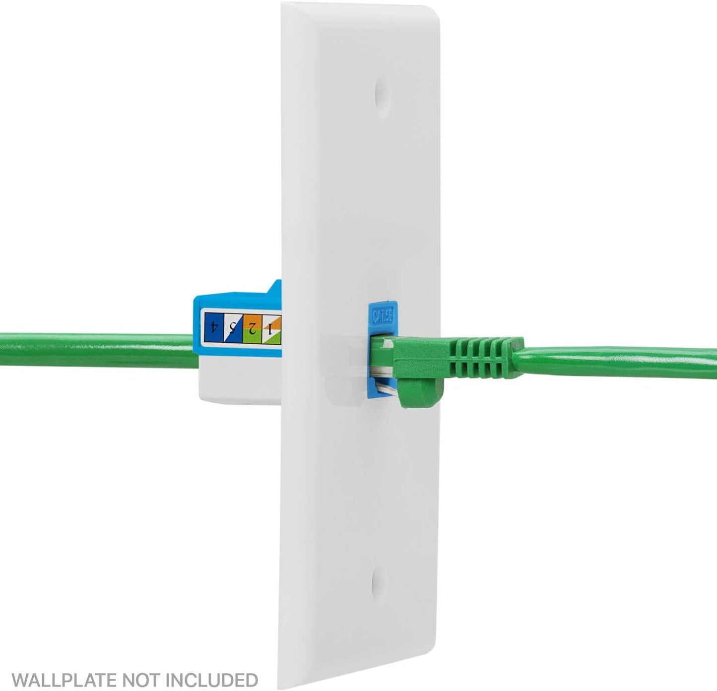 Cmple - RJ45 Keystone Jack 90 Degree Cat5e Keystone Jack Insert Punch Down RJ45 Connectors Female for Wall Plates, Patch Panels, Patch Cables, Ethernet Cables - Blue