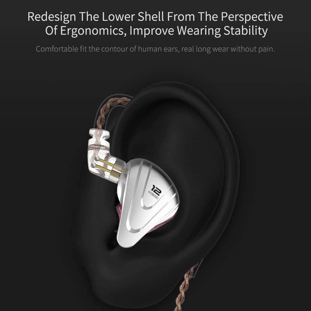 KZ ZSX in Ear Headphone Monitor,Hybrid HiFi Earphone with 5BA 1DD 6 Drivers,KZ Earbuds with Detachable 2 Pin Cable for Church Band Musician Singer(with Mic,Purple)