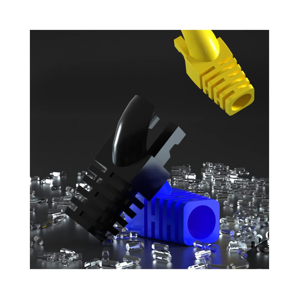 50 Pcs Cat5 Cat5E Cat6 Strain Relief Boot, RJ45 Plug Connector Cover Modular Network Plug Connector Cap Cable Connector Boots, Transparent