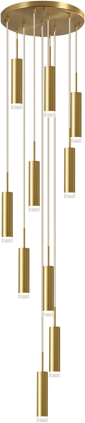 KCO Lighting Brushed Brass Mid Century Pendant Light Gold Kitchen Lights Ceiling Hanging Modern Farmhouse Pendant Lighting Large Entryway Hanging Light Fixture