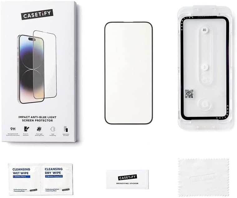 CASETiFY Impact Anti-Blue Light Screen Protector [Strengthened 9H aluminosilicate glass, applicator included] for iPhone 16 Pro