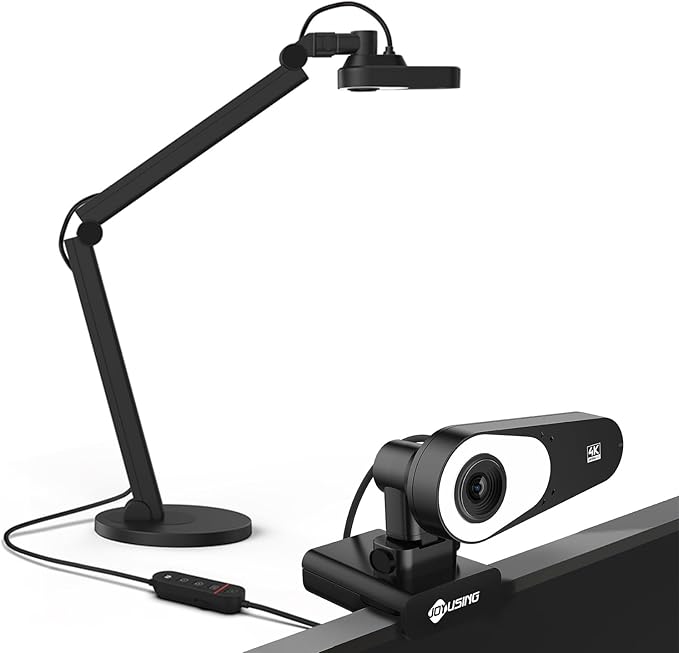 JOYUSING 4K Document Camera Webcam with Fast PDAF, for Real-time Projection, Web Conferencing, Distance Learning, Remote Teaching - Mac, Windows, Chromebook