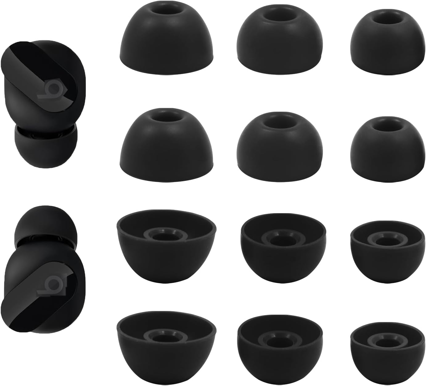 Replacement Silicone Ear Tips for Beats Fit Pro/Studio Buds/Studio Buds+ Headphone, 6 Pairs Earbuds Eartips L/M/S, Eargels Set Fit in Case, Earplug Ear Cap, Ear Buds Accessories-Black