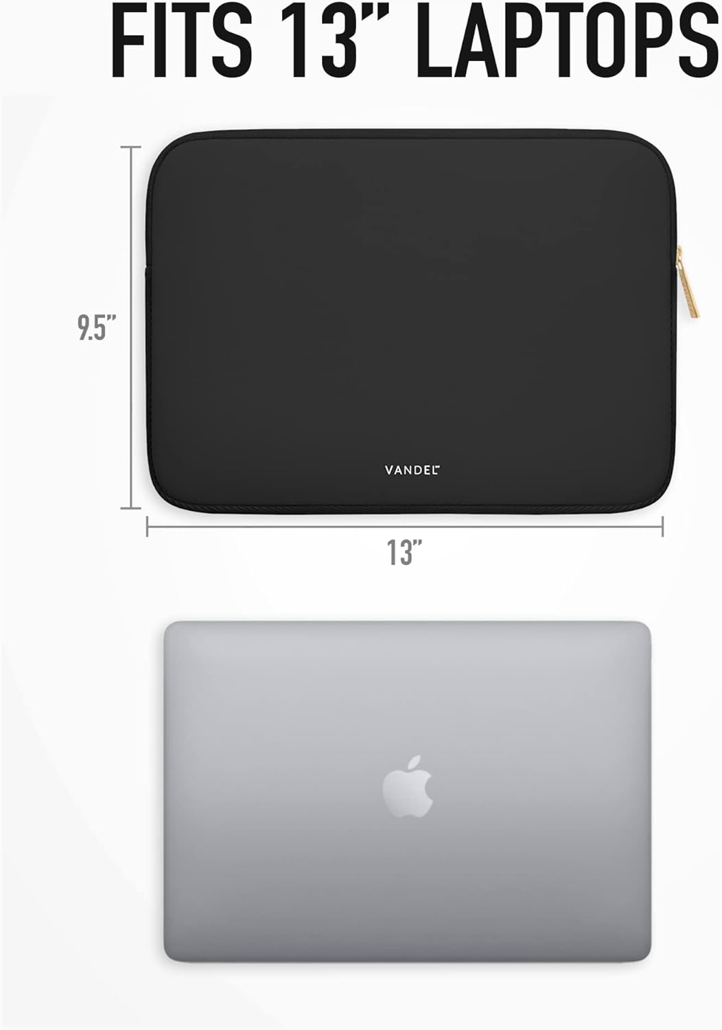 Vandel MacBook Air 13 inch Laptop Sleeve, Fits 13-13.3 inch Laptops: Neoprene MacBook Air & Pro Case, Chromebook, HP Soft Cover | Thin Computer Carrying Bag, Black Mac (M1 & M2) Pouch