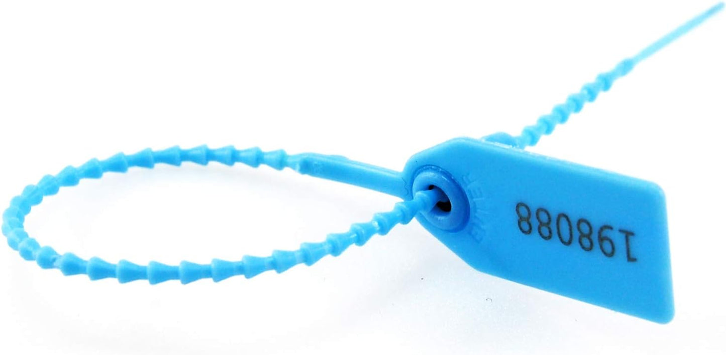 Plastic Tamper Seals, Zip Ties for Fire Extinguishers Pull Tite Security Tags Numbered Disposable Self-Locking Signage Tie 250mm Length (100 PCS, Light Blue)
