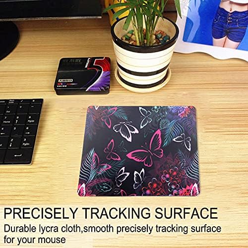 Mouse Pad, Gaming Mouse Pad, Non-Slip Rubber Base Mouse Mat with Designs for Laptop, Computer & Office, 9.5 x 7.9 x 0.12 inches (Pink Butterflies)