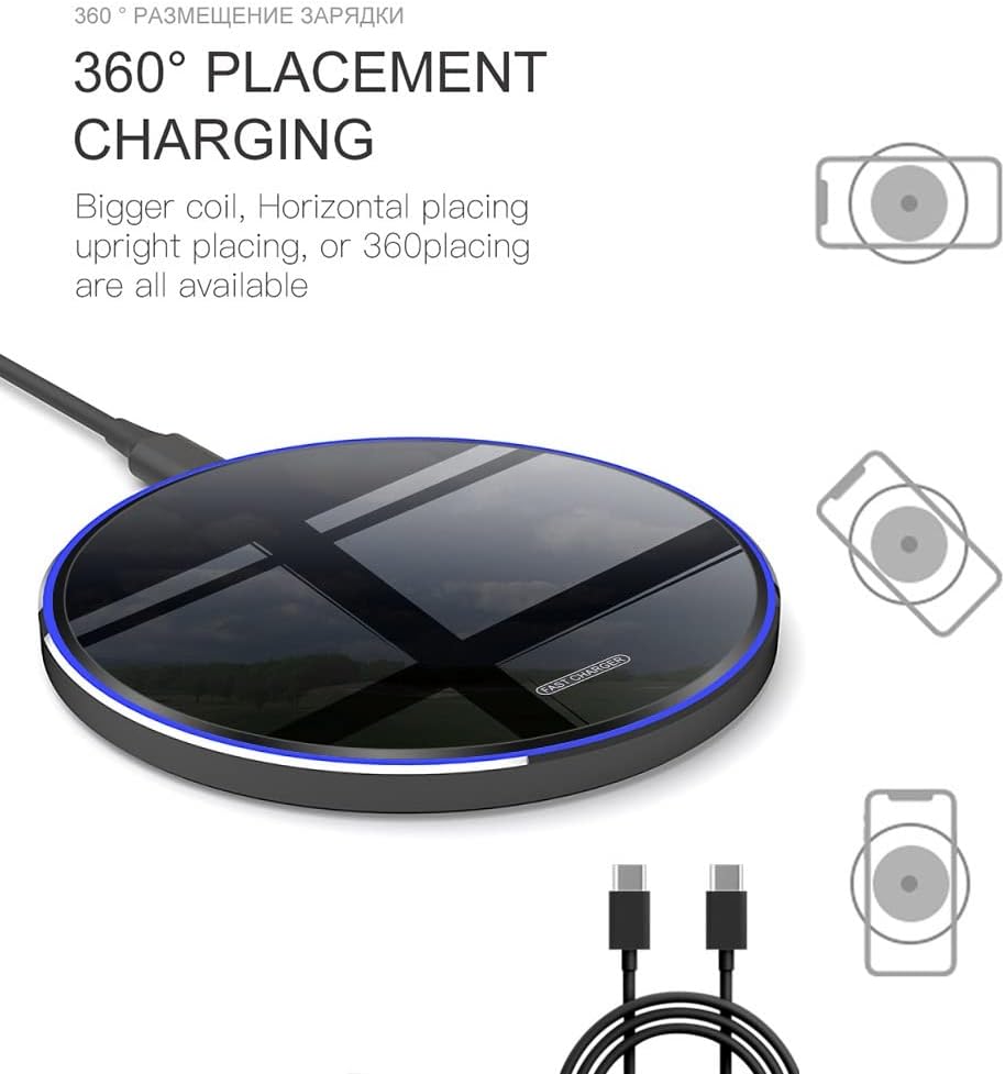 20W Fast Wireless Charger Pad with USB-C for Samsung Galaxy S25/S24/S23/S22/Note 20/Buds/Buds +,Pixel 8/7,LG G8/7/6,Wireless Phone Charge Station Compatible with iPhone 16/15/14/13/SE/X/AirPods etc
