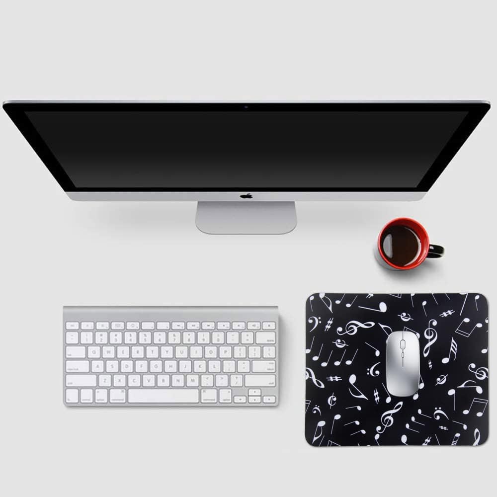 Mouse Pad, Gaming Mouse Pad, Non-Slip Rubber Base Mouse Mat with Designs for Laptop, Computer & Office, 9.5 x 7.9 x 0.12 inches (Little Music Notes)