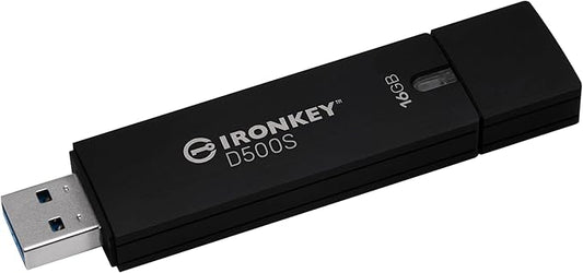 Kingston Ironkey D500S 16GB Encrypted Flash Drive | Dual Hidden Partition | FIPS 140-3 Level 3 | XTS-AES 256-bit | BadUSB and Brute Force Protection | Multi-Pin Option | IKD500S/16GB,Black