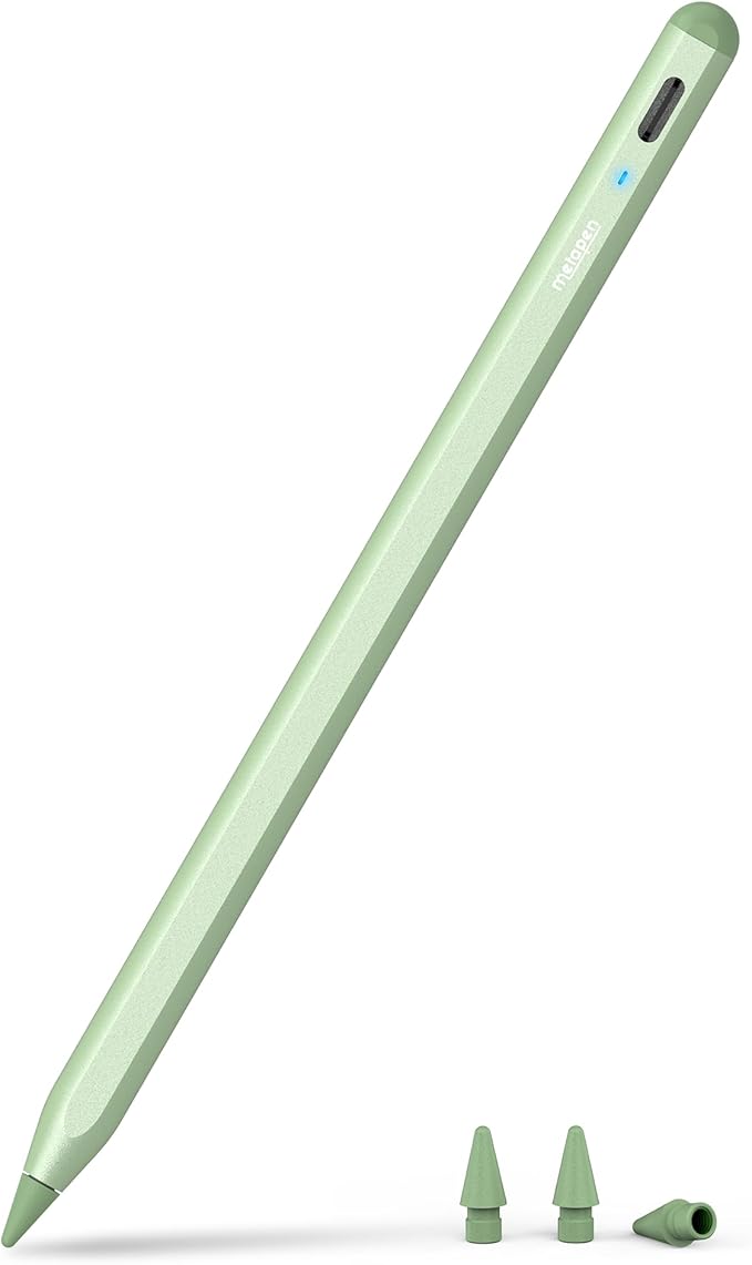 Metapen Pencil A8 for Apple iPad 2018-2025, (2X Faster Charge), Tilt Sensitivity, Pixel Precision, Stylus Pen for iPad 11/10/9/8/7/6th Gen, Pro 12.9/11/13-inch M4, Air 3/4/5/M2/M3, Mini 5/6th, Green