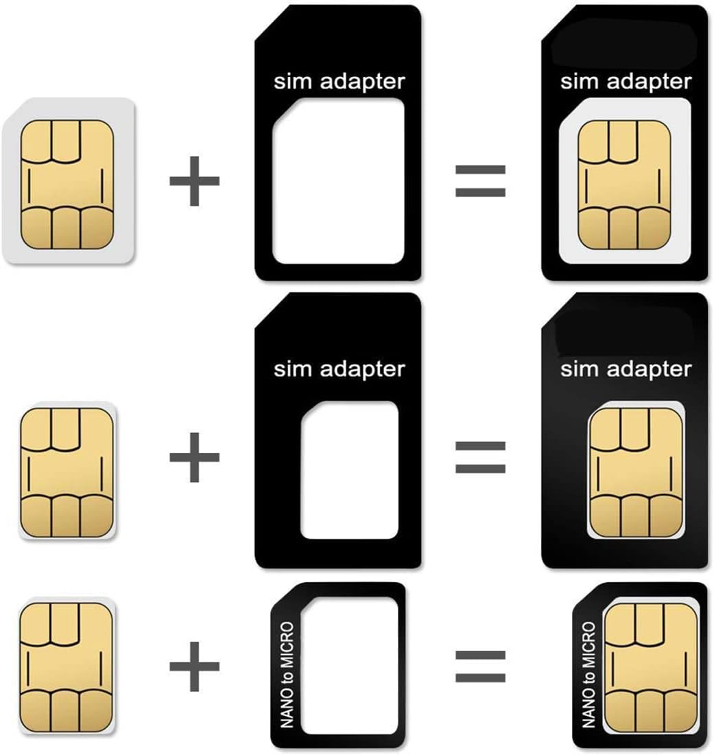 1 Pack SIM Card Holders with Tray Opener Pins, Card Storage Tool Set for Standard Micro Nano Micro-SD Memory Cards, with 3 Card Adapters and 1 Eject Pins - Black
