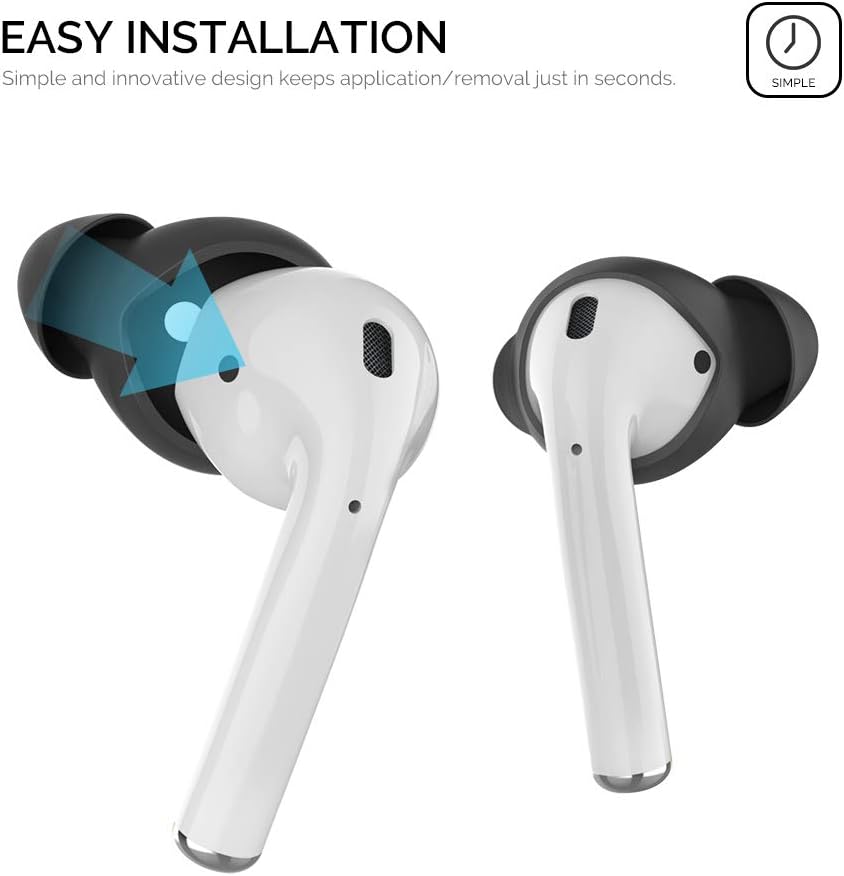 AhaStyle 3 Pairs AirPods Ear Tips Silicone Earbuds Cover [Not Fit in The Charging Case] Compatible with Apple AirPods (3 Pairs Small, Black)