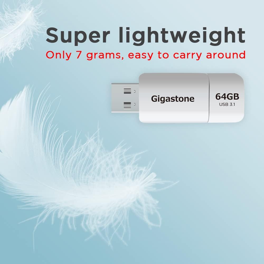 GIGASTONE 64GB Flash Drive (5 Pack) Z60 USB 3.2 Gen 1, 100MB/s Ultra Fast, Retractable Capless Slider Design, Data Storage, Backup for PC/Mac/TV/Car Audio, USB 2.0/3.0/3.1 Compatible