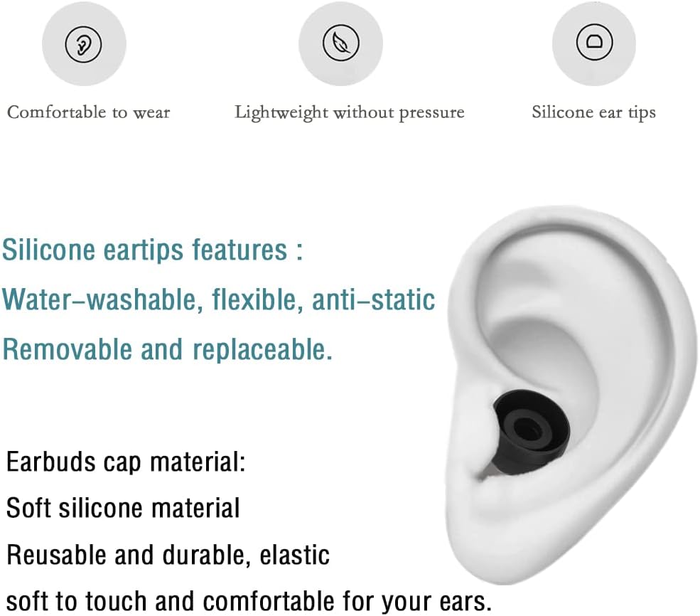 Silicone Medium Replacement Ear Tips - Eartips for In-Ear Headphones - Rubber Tips Earbud Covers - 10 Pairs (Black)