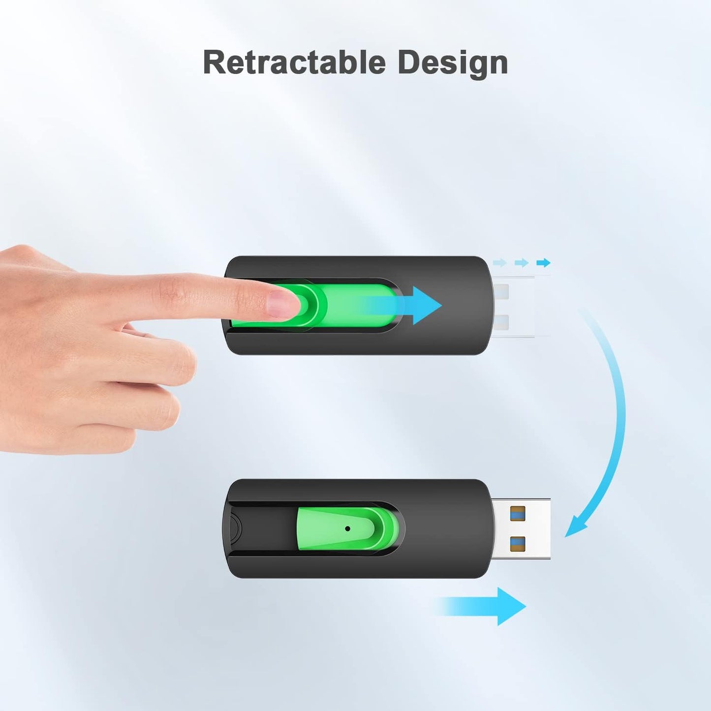 Aiibe 5 Pack 128GB Flash Drive 3.0, Upgraded 130MB/s USB 3.0 Flash Drive Retractable USB Drive Portable Thumb Drive Colorful Memory Stick Multi Pack (Cyan, Green, Purple, Red, Yellow)