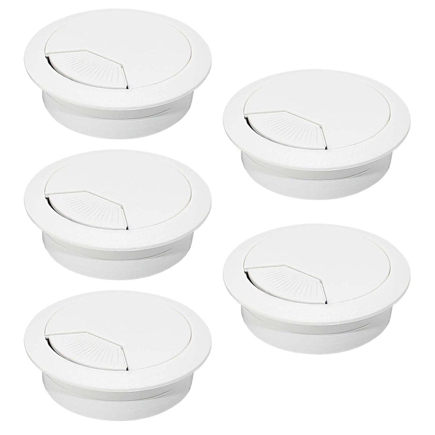 5 Pcs Desk Grommet 2-1/16" / 53 mm, Desk Cord Hole Cover, Cable Grommet ABS Plastic, Desk Hole Grommet for Home & Office Pc, Detachable Adjustable Cable Cord Organizer-White