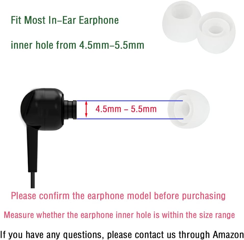 Silicone Small Replacement Earbud Tips Eartips for in- Ear Headphones Rubber Tips Earbud Replacement Earbuds Cap 10 Pairs (White)