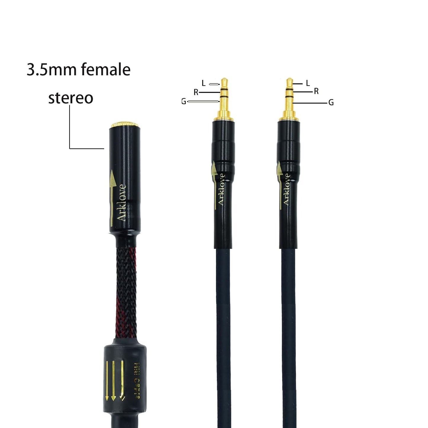 Arklove 18ft Shielded 1/8" aux Input 3.5mm Female to 2X 3.5 Output Splitter Stereo Audio Video Cable Out 3.5 Male to Two 3.5 Male in Dual 2 Speaker for Smartphone, Computer,pc Mp3 Earphone
