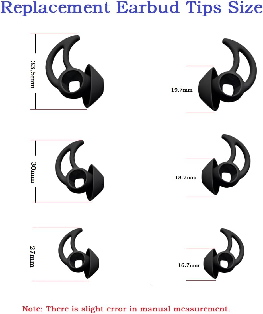 Silicone Earbud Tips 3 Pairs, Medium Replacement Eartips, Soft Earbud Tips Compatible with Bose QuietComfort Earbuds and Sport Earbuds,Black