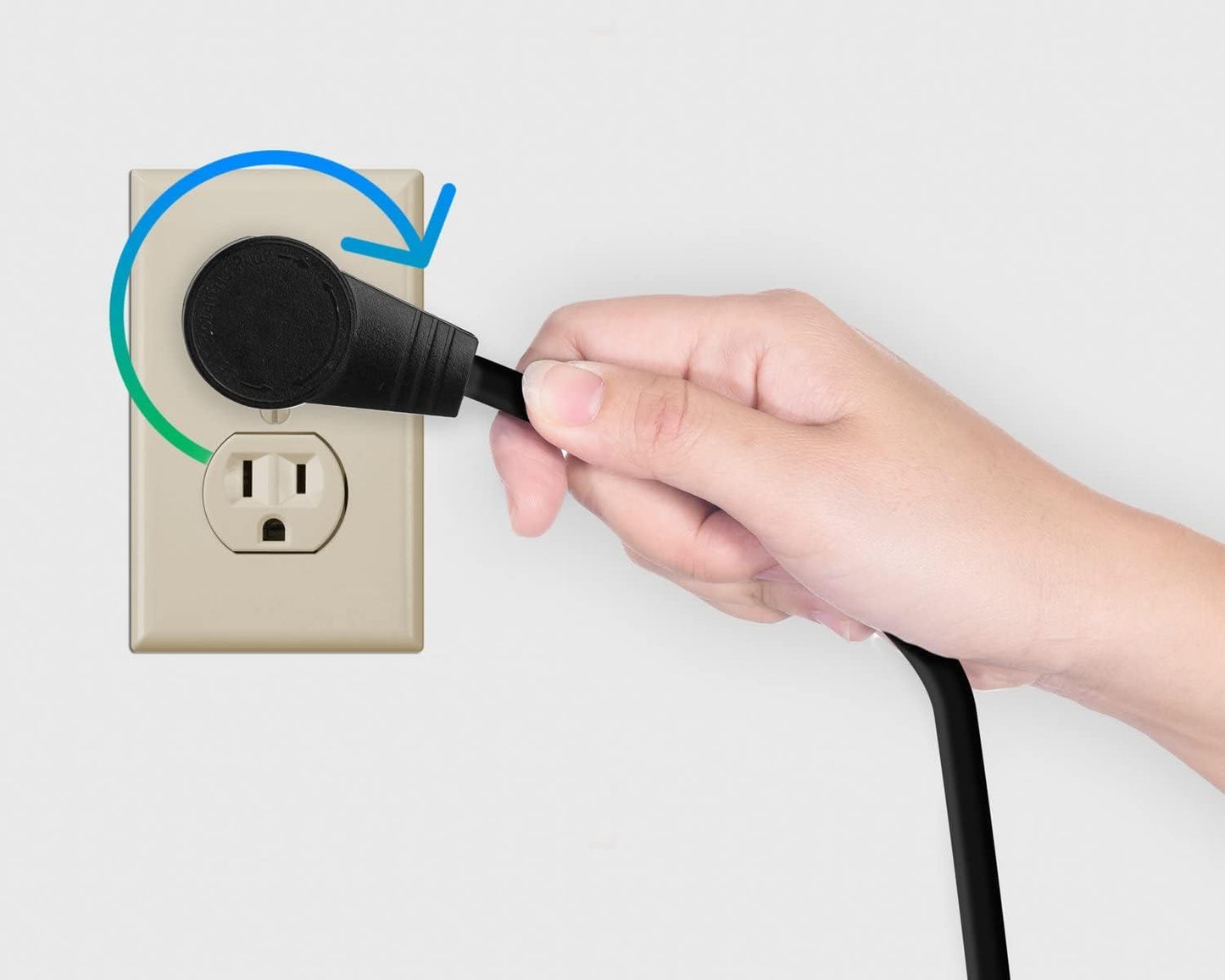 Maximm Monitor Computer Power Cord 4 Ft Flat Plug 360° Rotating PC Cable 3 Prong for, Desktop, Printer, Scanner, 16 AWG NEMA 5-15P to IEC13 - UL Certified