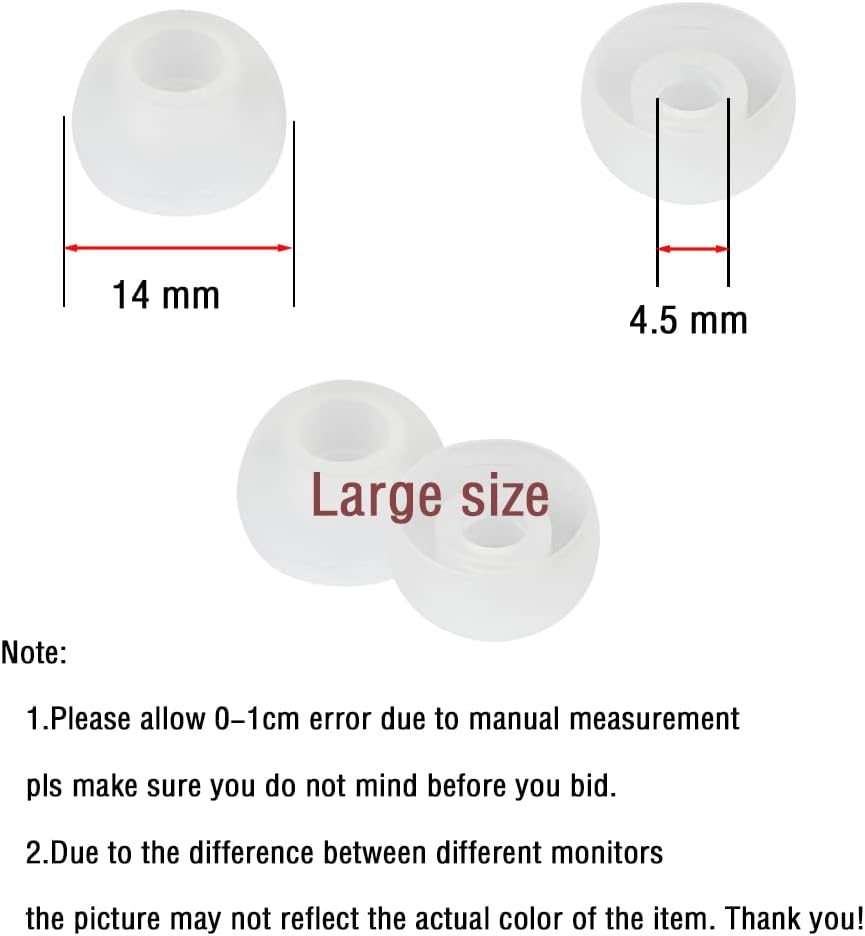 Silicone Earbud Tips Replacement Ear Tips for in- Ear Headphones Earbud Rubber Tips Eartips, 10 Pairs Large