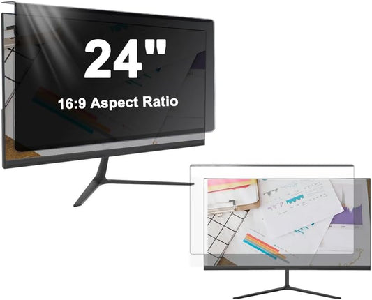 24 inch Hanging Monitor Computer Privacy Screen Filter, Anti Glare Blue Light Screen Protector Panel, Computer Screen Privacy Shield for Widescreen Monitor, 24 inch 16:9 Aspect Ratio