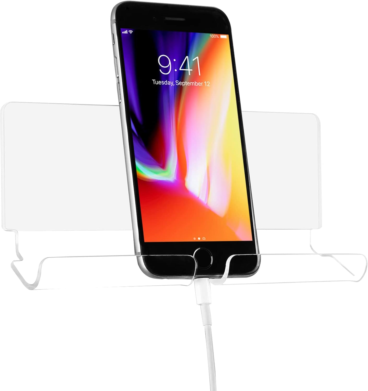 TXEsign Adhesive Wall Phone Tablet Holder Mount Stand for Tablet Smartphones eReader Wall Holder Mount (Silky White & Transparent)