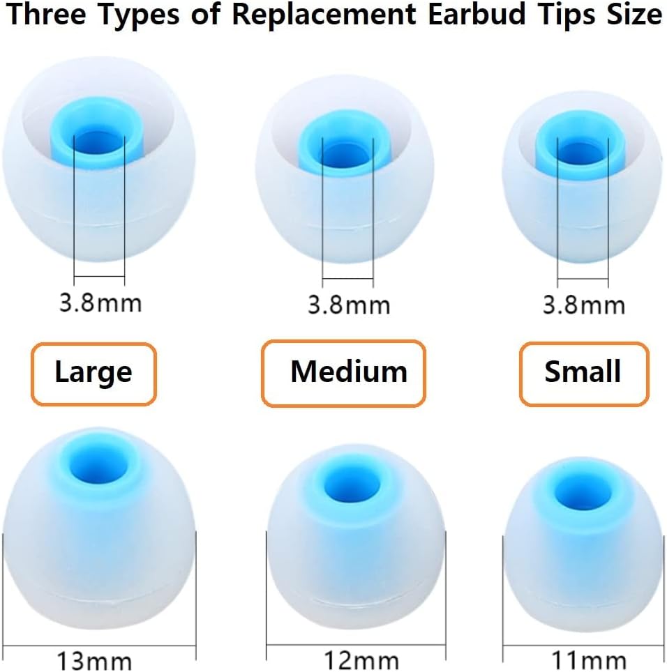 Earbuds Replacement Tips Silicone Earbud Tips Ear Gels Fit for Inner Hole from 3.8mm - 5.1mm Earphones 9 Pairs S/M/L
