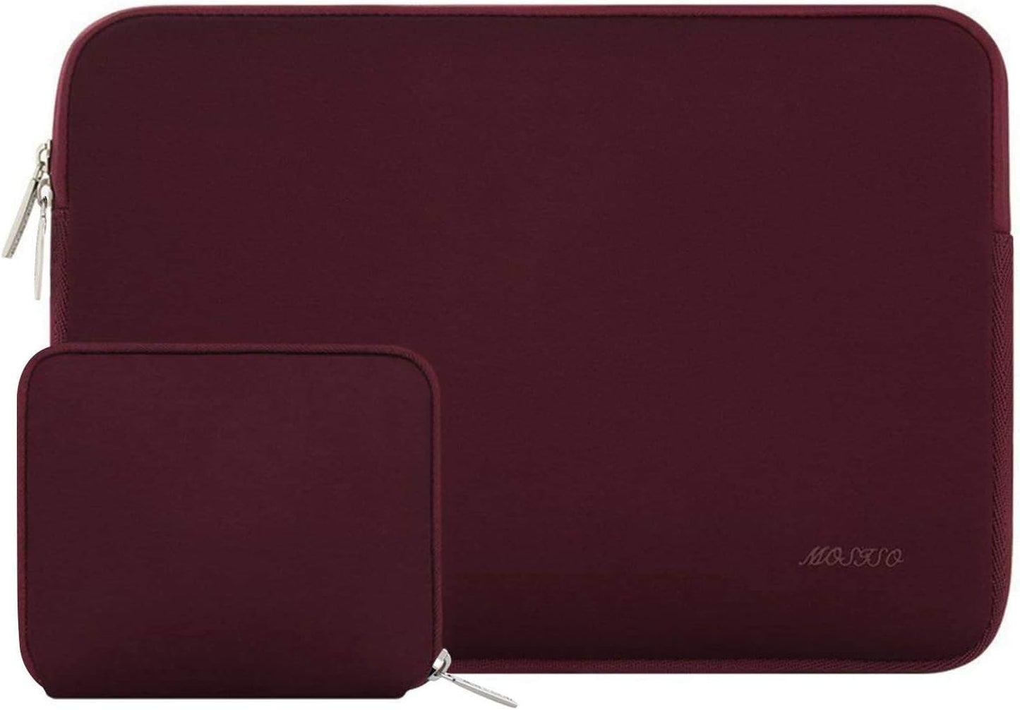 MOSISO Laptop Case 13.3 inch, 13-13.3 inch Laptop Sleeve Bag Compatible with MacBook Air/Pro 13 / Pro 14, HP Dell ASUS Lenovo Notebook, Neoprene Computer Sleeve Bag with Small Case, Wine Red