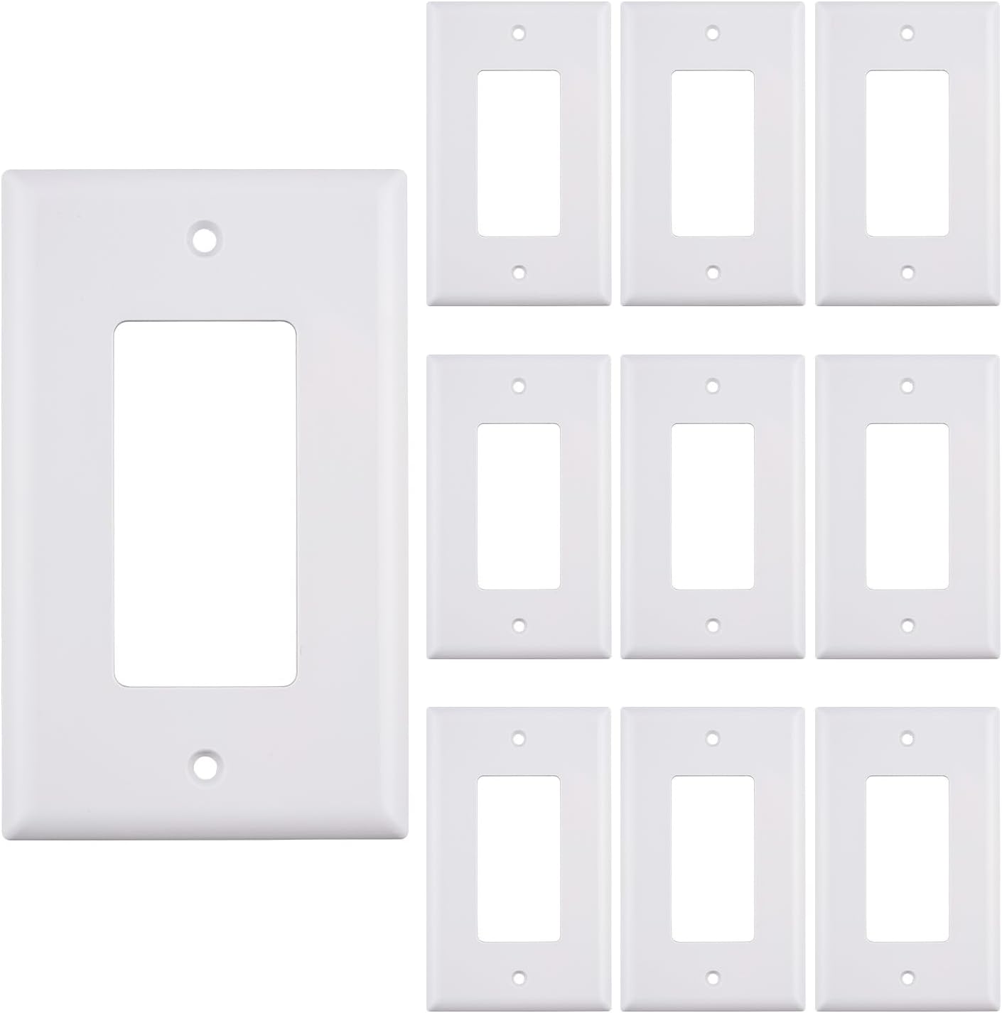 1 Port Keystone Wall Plate, Single Gang White Jack Insert for Ethernet, Coax, HDMI – Standard Size WallPlate Cover for Home & Office (10 Pack)