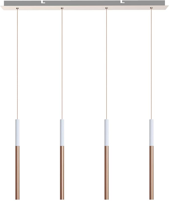 ALTAIR 4 Mini Pendant Lighting White-Copper - LED Hanging Light Fixture for Kitchen Island, Bar, Foyer - Cluster Pendants - Dimmable, Adjustable Wire, Lamp Bulb Included