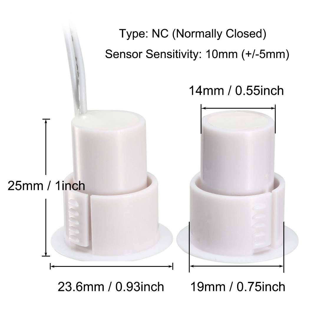 Magnetic Reed Switch RC-36 NC Recessed Wired Window Door Contact Sensor for Home Security and Burglar Alarm Systems 5 Pcs