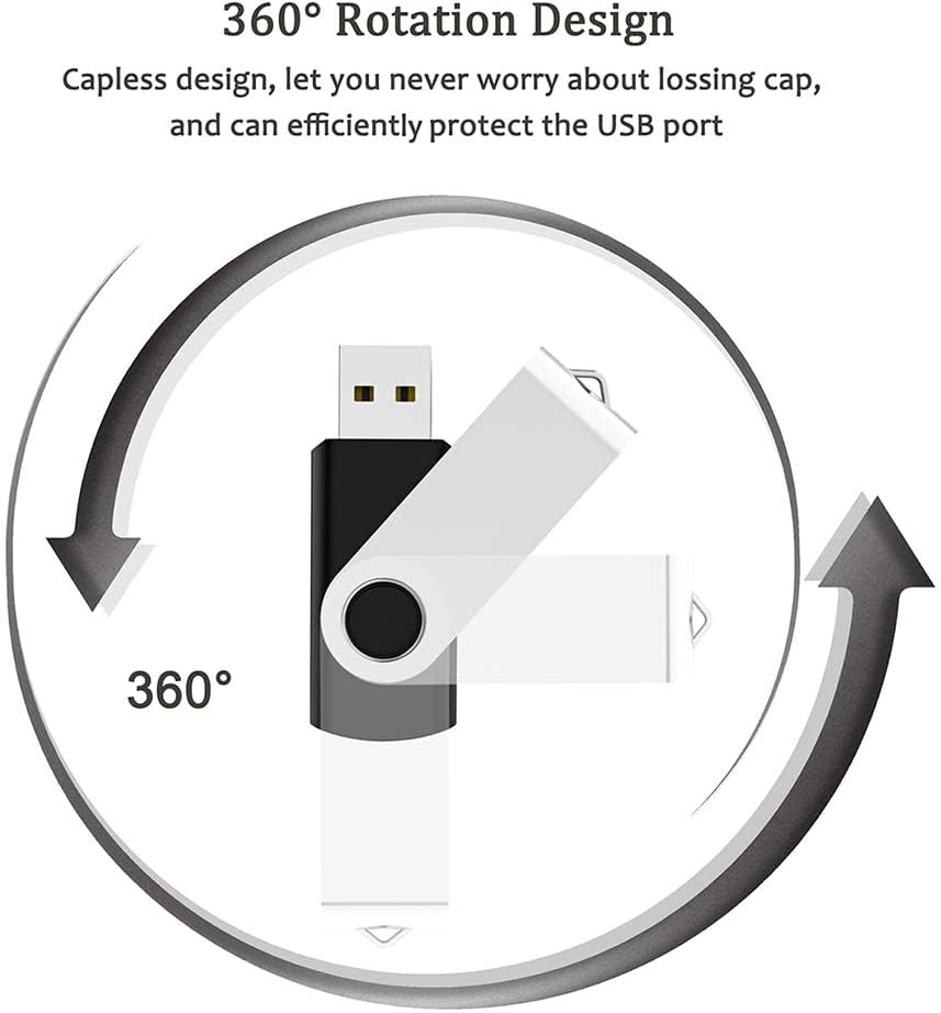 5 Pack 32GB USB Flash Drive with Type C Adapter and Storage Box USB 2.0 High Speed Metal Pen Drive 360° Rotatable Storage Memory Stick for Phone/Pad/PC/Laptop/Android - Black(5-Pack 32GB)