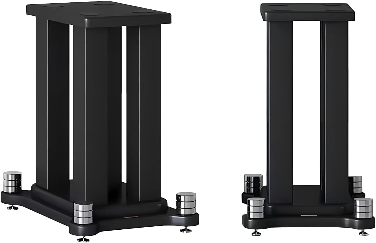 A Pair of Universal Speaker Stands, Heavy Duty Speaker Stands Holds Bookshelf Speaker Satellite Speaker Large Speaker, Vibration-Absorbing MDF Design, Holds 88lbs Speaker (Black, 40cm/15.7in)