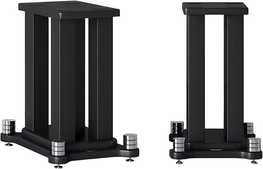 A Pair of Universal Speaker Stands, Heavy Duty Speaker Stands Holds Bookshelf Speaker Satellite Speaker Large Speaker, Vibration-Absorbing MDF Design, Holds 88lbs Speaker (Black, 40cm/15.7in)