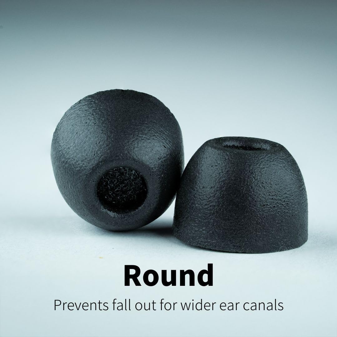 Comply 500 Core Series | Memory Foam Replacement IEM Ear Tips for KZ, Moondrop, FiiO Sennheiser & More | Superior Noise Isolation, Ultimate Comfort, Secure Fit | Round, Black, Large (3 Pairs)