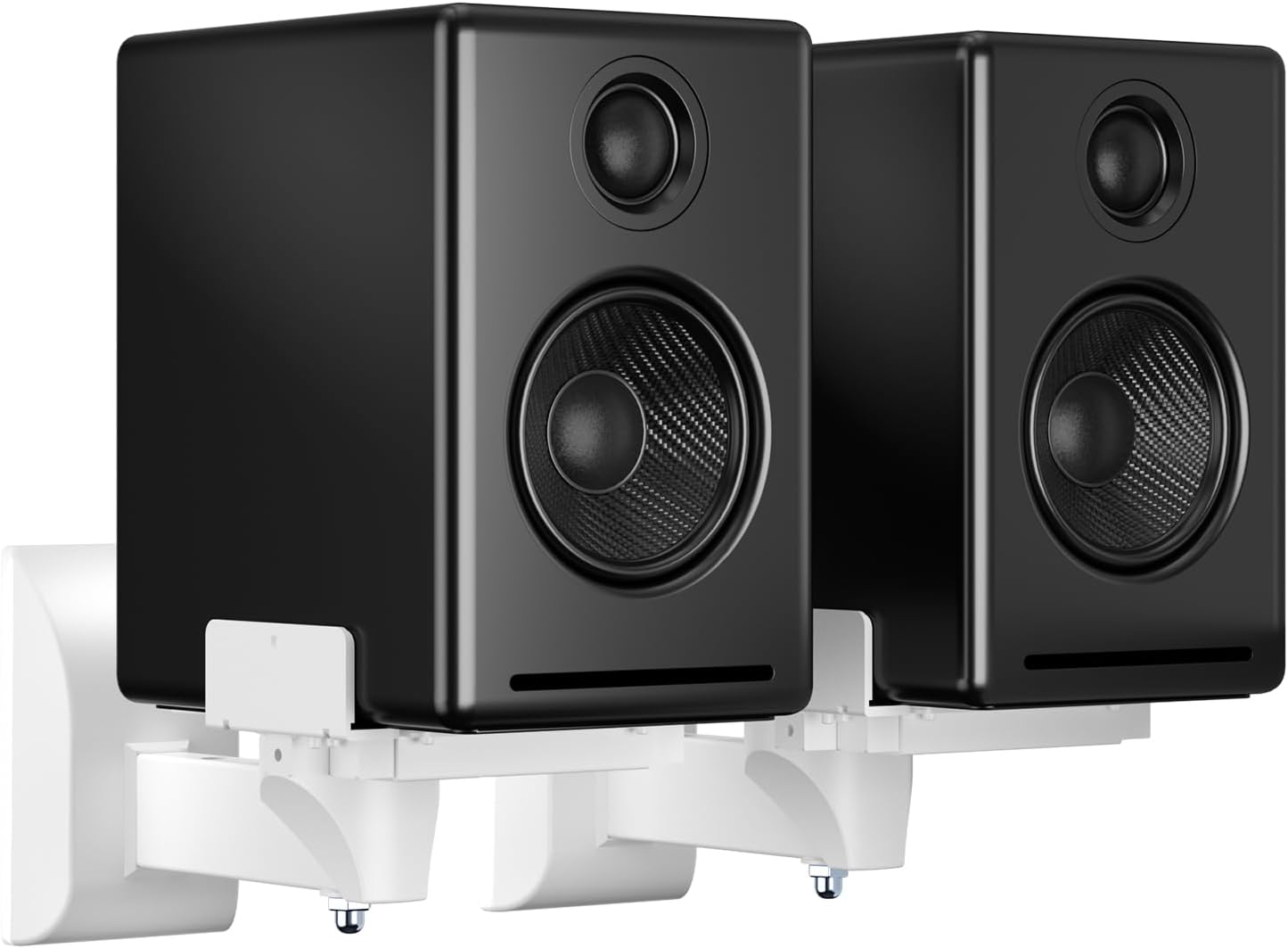 suptek Dual Side Clamping Bookshelf Speaker Wall Mounting Bracket for Large Surrounding Sound Speakers, Hold Up to 55 lbs, White (SPM201W)