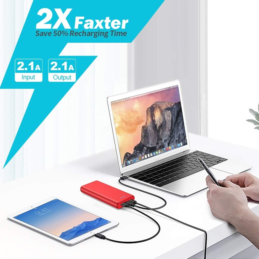 Portable Charger Power Bank 26800mah,Ultra-High Capacity Safer External Cell Phone Battery Pack,2 USB Output High Speed Charging Power bank Compatible with iPhone 16 15 14 13 12 Samsung Android LG-Red