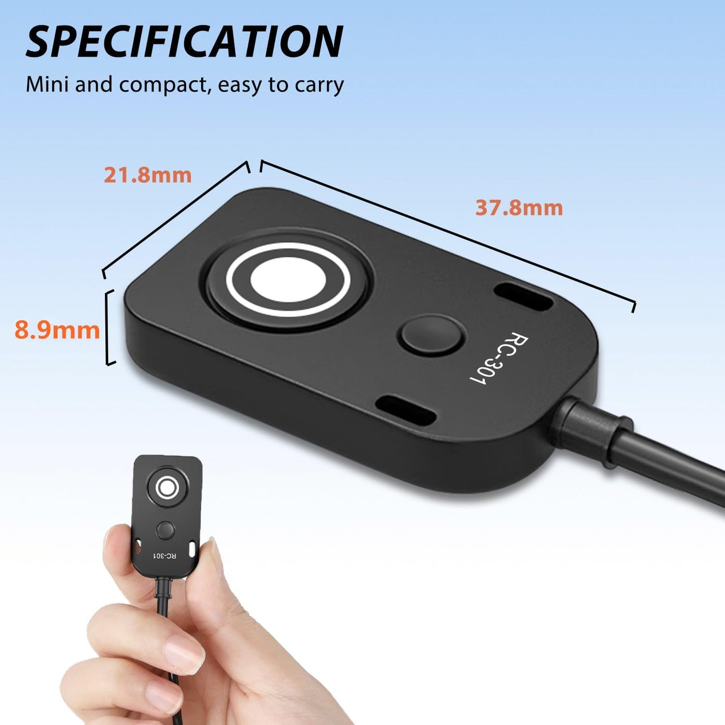 RC301-DC0/MC-30 30CM for Nikon Video Cable z8 z9 d850 d800 Remote Camera Small Shutter Release Remote Control 196.8 "Extended Cable Remote Wired Button d5 d810 d800e (RC301-DC0 NK 11.8in/30cm)