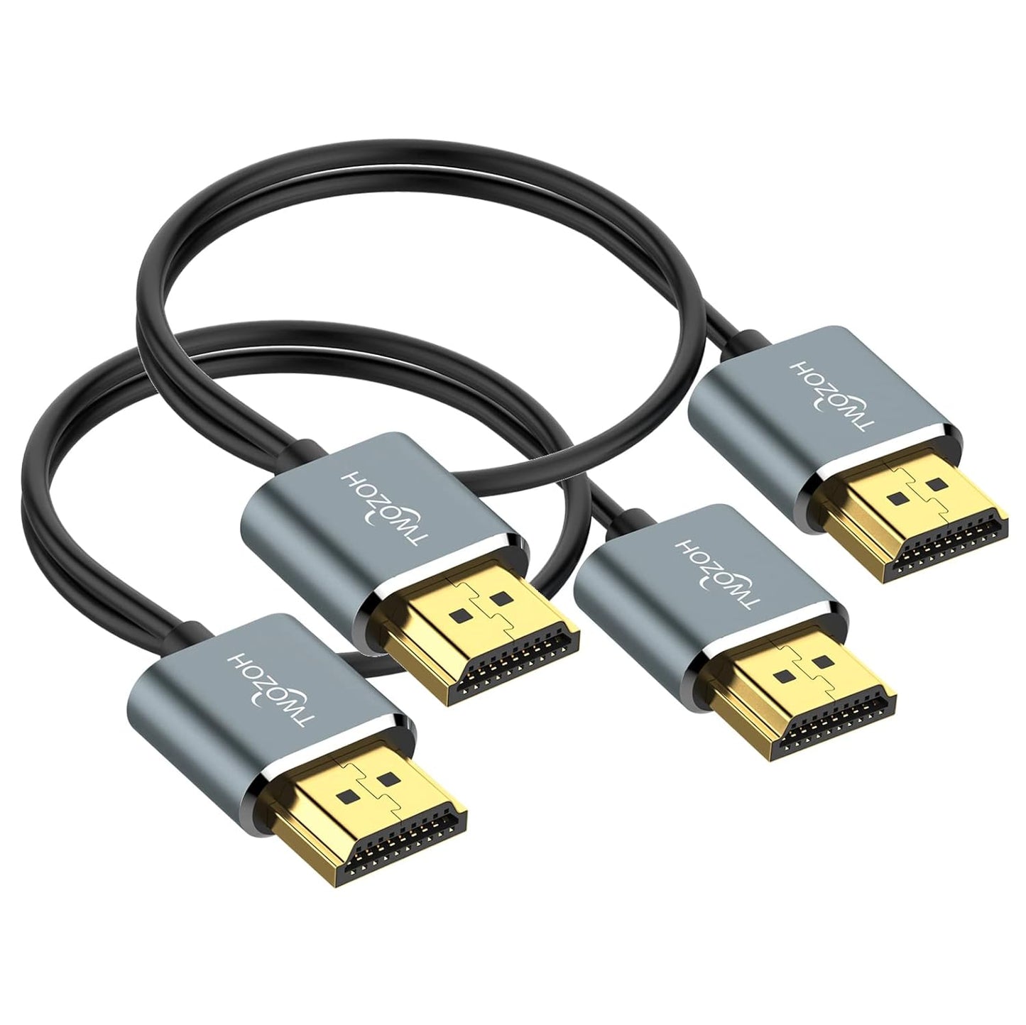 Twozoh Flexible & Slim Long HDMI Cable 15FT 2 Pack, Ultra Thin HDMI Cord Supports High Speed 4K@60Hz 18gbps 2160P/1080P